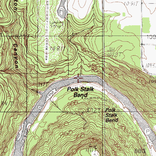 Topographic Map of Polk Stalk Bend, TX