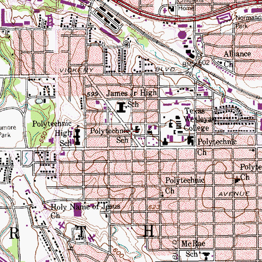 Topographic Map of Polytechnic School, TX