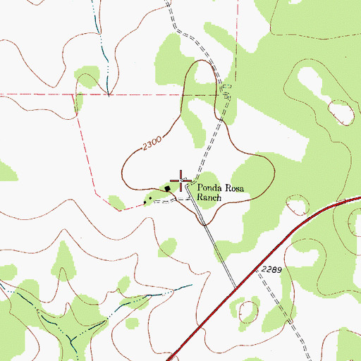 Topographic Map of Ponda Rosa Ranch, TX