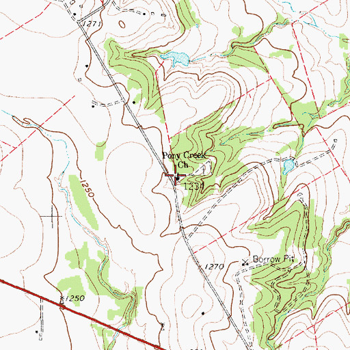 Topographic Map of Pony Creek Church, TX