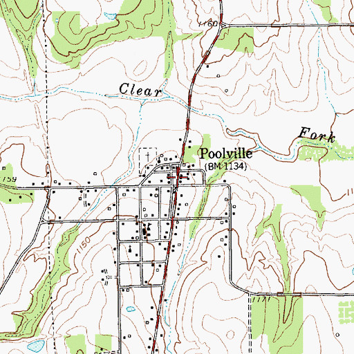 Topographic Map of Poolville, TX
