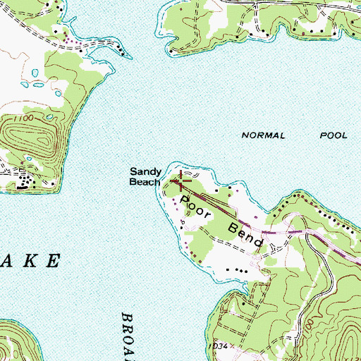 Topographic Map of Poor Bend, TX