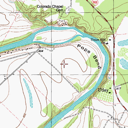 Topographic Map of Pope Bend, TX
