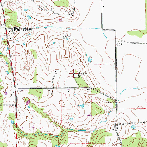 Topographic Map of Pope Cemetery, TX