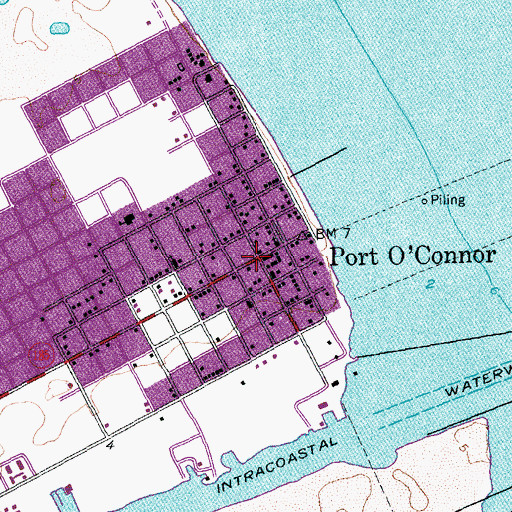 Topographic Map of Port O'Connor, TX