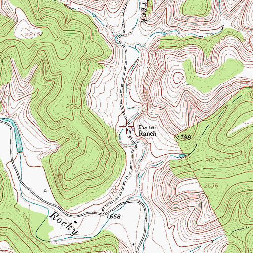 Topographic Map of Porter Ranch, TX