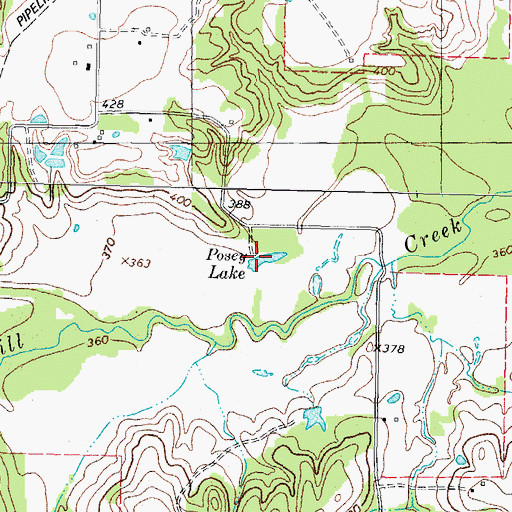 Topographic Map of Posey Lake, TX