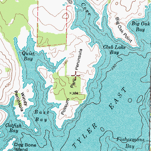 Topographic Map of Possum Park Peninsula, TX