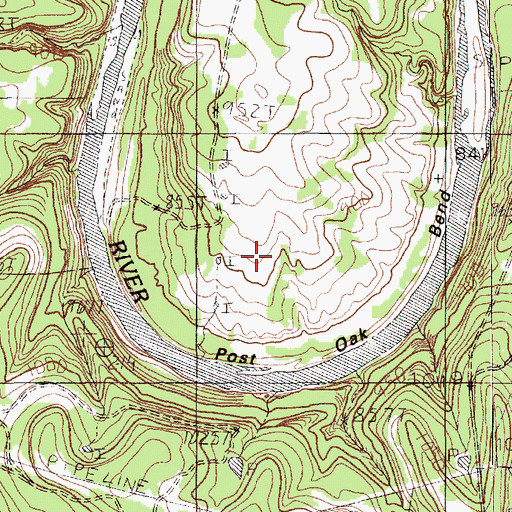 Topographic Map of Post Oak Bend, TX