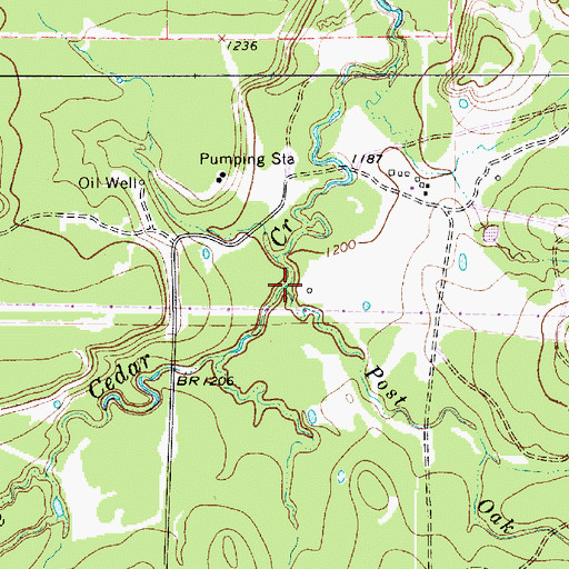 Topographic Map of Post Oak Branch, TX