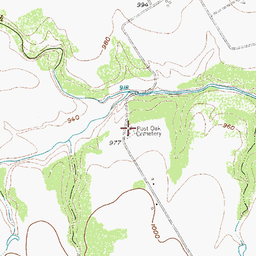 Topographic Map of Post Oak Cemetery, TX