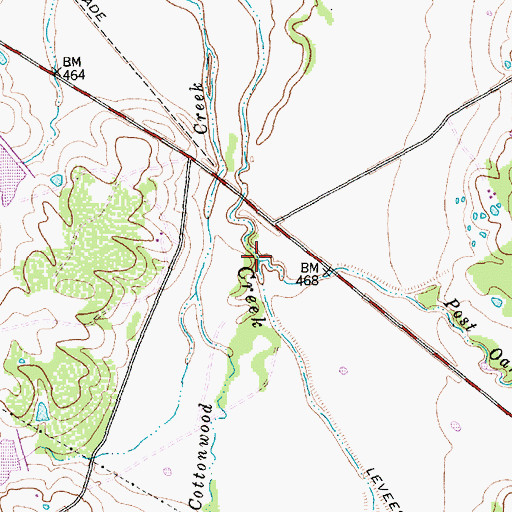 Topographic Map of Post Oak Creek, TX