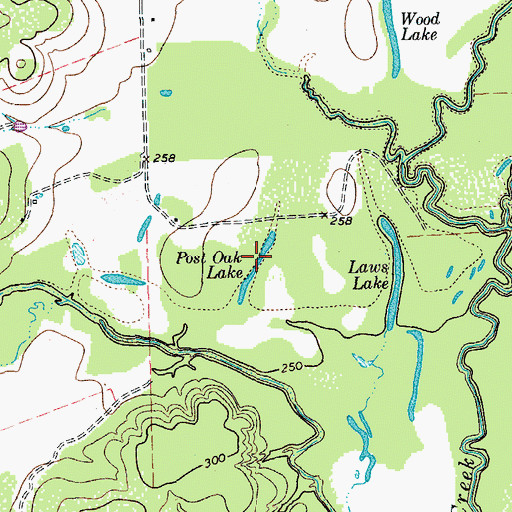 Topographic Map of Post Oak Lake, TX