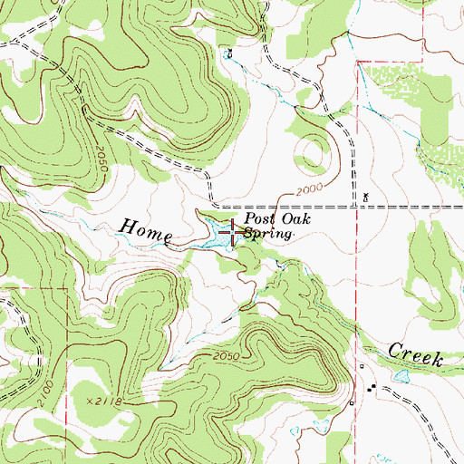 Topographic Map of Post Oak Spring, TX