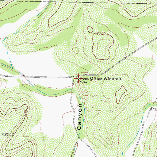 Topographic Map of Post Office Windmill (historical), TX