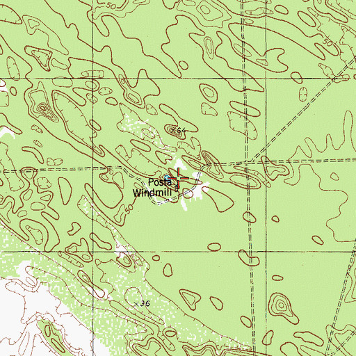 Topographic Map of Posta Windmill, TX