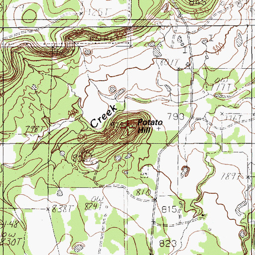 Topographic Map of Potato Hill, TX