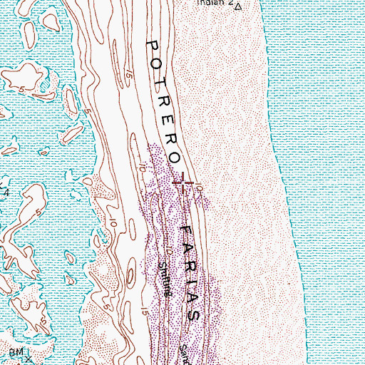 Topographic Map of Potrero Farias, TX
