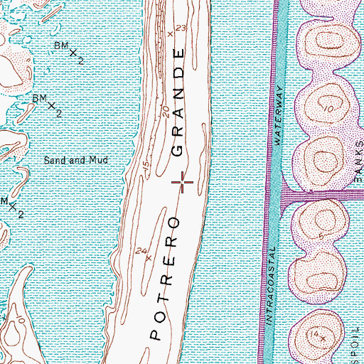 Topographic Map of Potrero Grande, TX