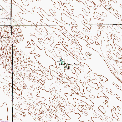 Topographic Map of Potrero Number One Well, TX