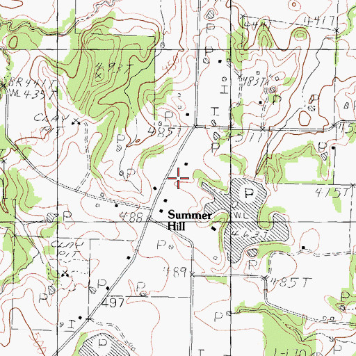 Topographic Map of Pottawatomie Church, TX