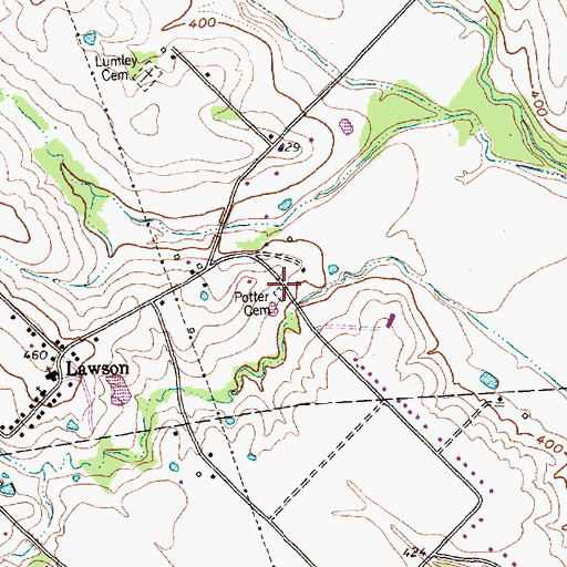 Topographic Map of Potter Cemetery, TX