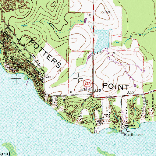 Topographic Map of Potters Point, TX