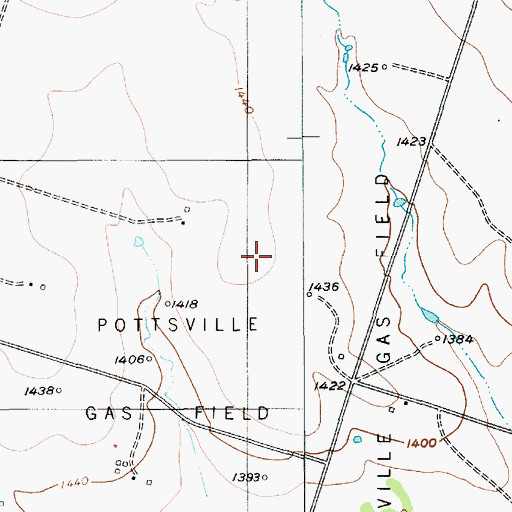Topographic Map of Pottsville Gas Field, TX