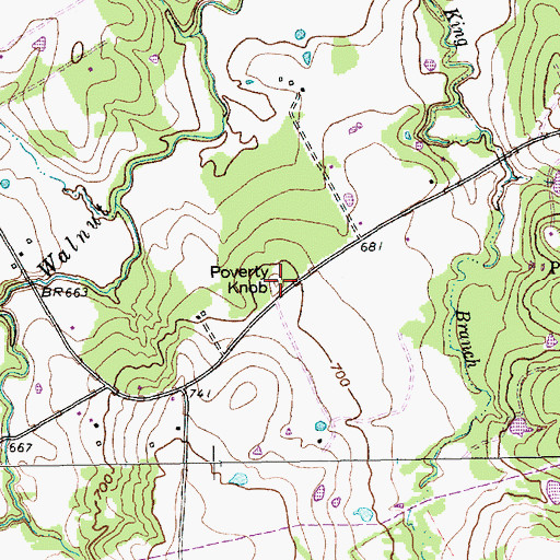 Topographic Map of Poverty Knob, TX