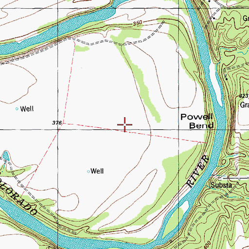 Topographic Map of Powell Bend, TX