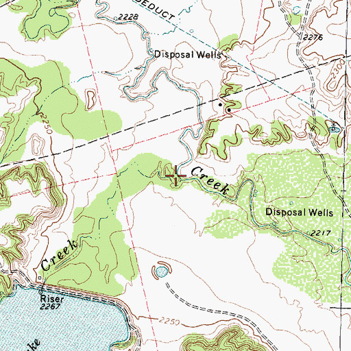 Topographic Map of Powell Creek, TX