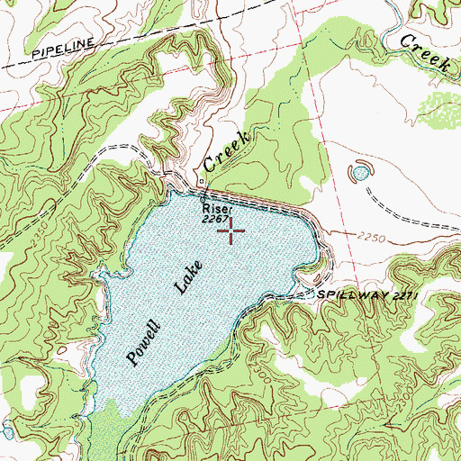 Topographic Map of Powell Lake, TX