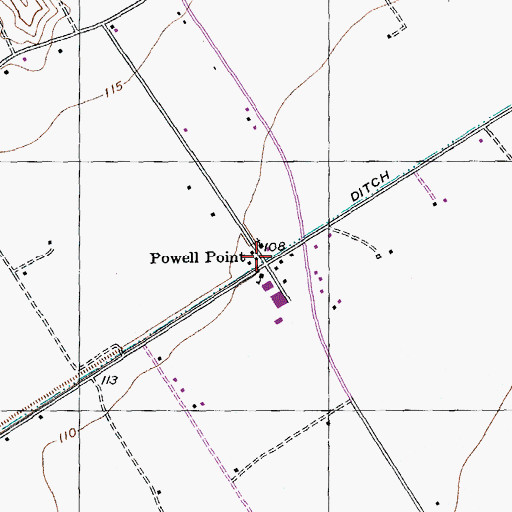 Topographic Map of Powell Point, TX