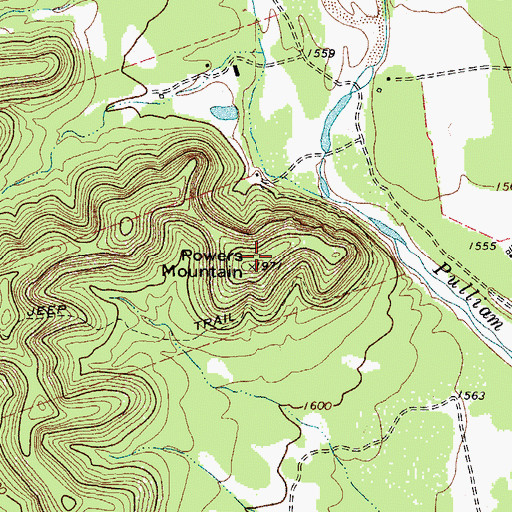 Topographic Map of Powers Mountain, TX