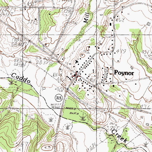 Topographic Map of Poynor, TX
