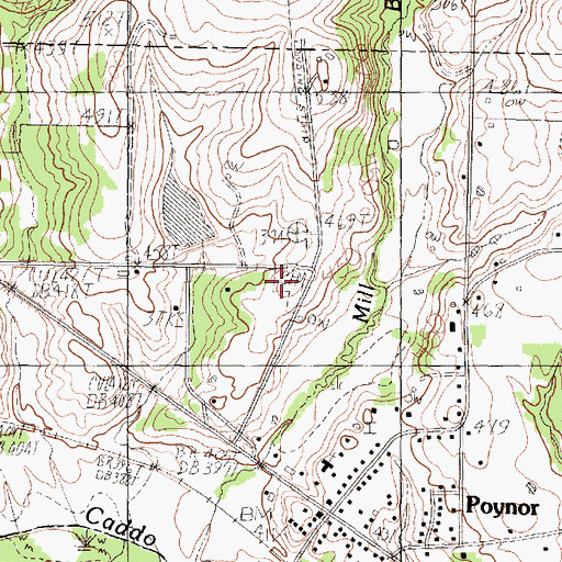 Topographic Map of Poynor Cemetery, TX