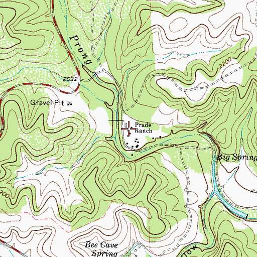 Topographic Map of Prade Ranch, TX