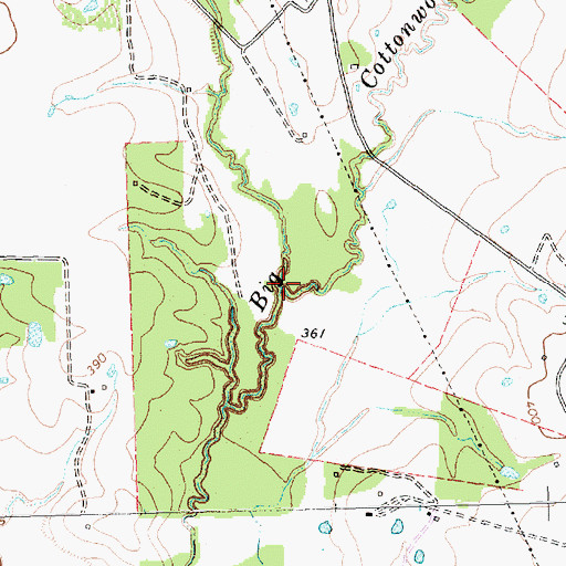 Topographic Map of Prairie Branch, TX