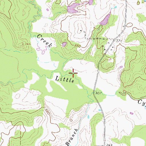 Topographic Map of Prairie Creek, TX