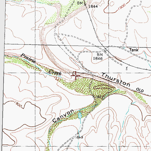 Topographic Map of Prairie Creek, TX