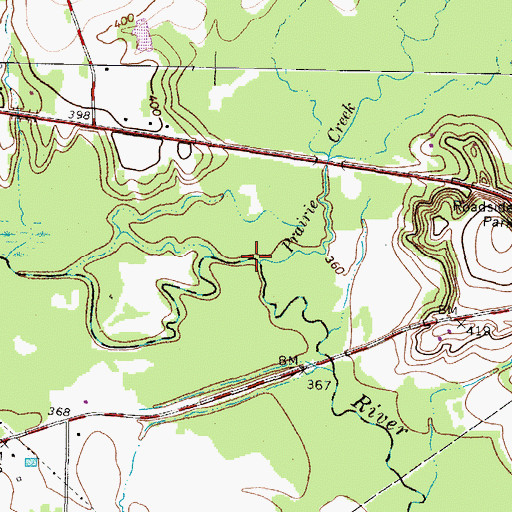 Topographic Map of Prairie Creek, TX