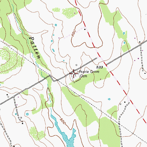 Topographic Map of Prairie Grove Cemetery, TX