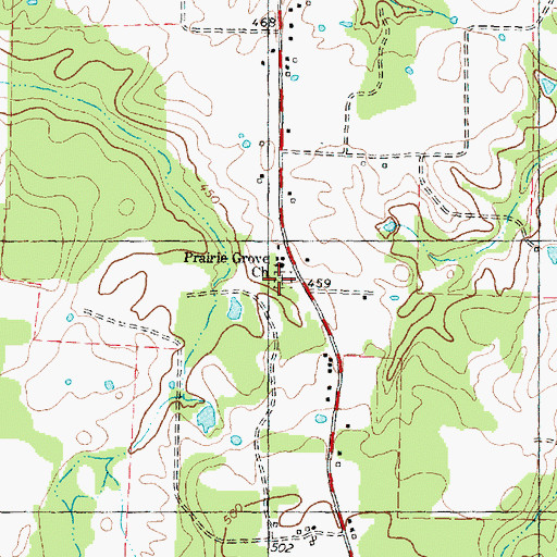 Topographic Map of Prairie Grove Cemetery, TX