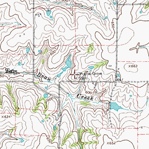 Topographic Map of Prairie Grove Cemetery, TX