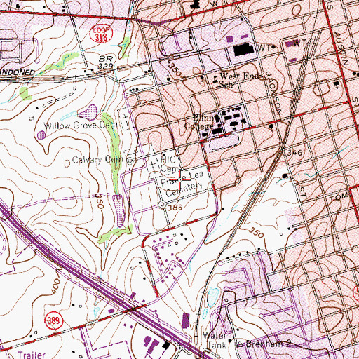 Topographic Map of Prairie Lea Cemetery, TX