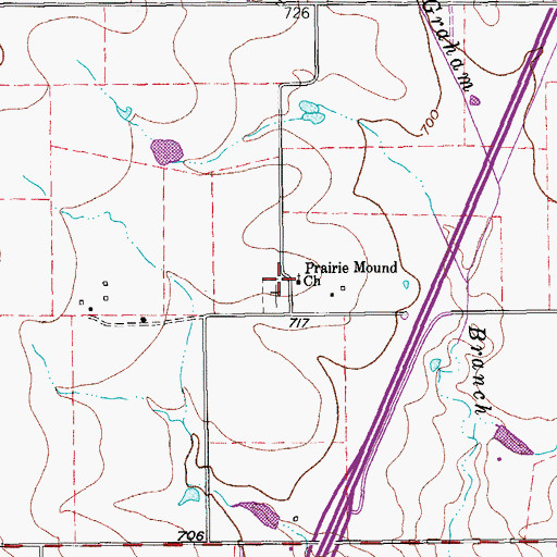 Topographic Map of Prairie Mound Church, TX