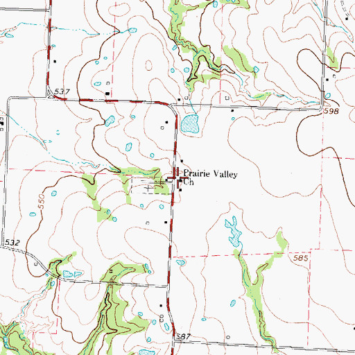 Topographic Map of Prairie Valley Church, TX