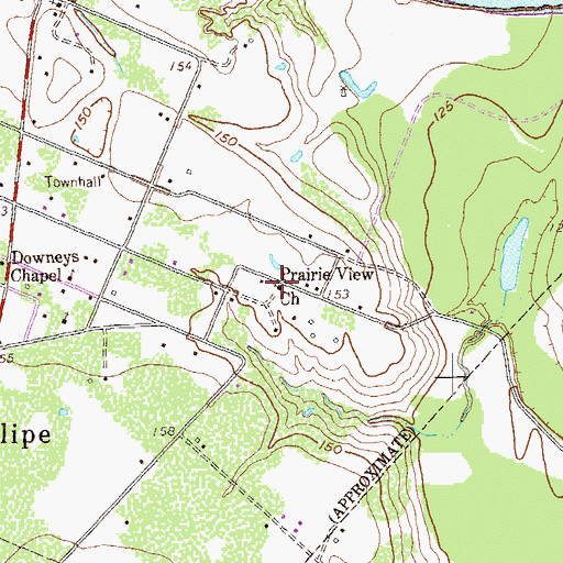 Topographic Map of Prairie View Church, TX