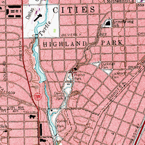 Topographic Map of Prather Park, TX