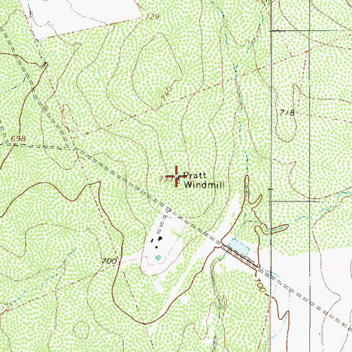 Topographic Map of Pratt Windmill, TX